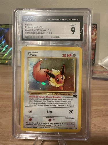 Pokémon Eevee #11 Black Star Promo 2000 Pokemon League Holo CGC 9