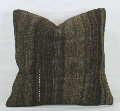 Decorative Vintage Turkish Kilim Pillow Cover 18'' Brown Kilim Sofa Pillow
