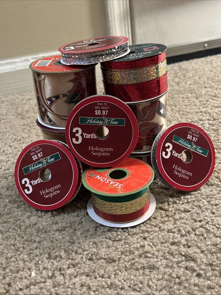 Lote de 11 carretes de cinta artesanal navideña Foto 2 de 4