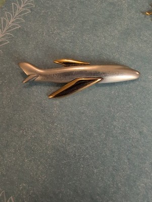 Vintage Jonette Jewelry (JJ) Two-Toned Jumbo Jet Airliner Brooch