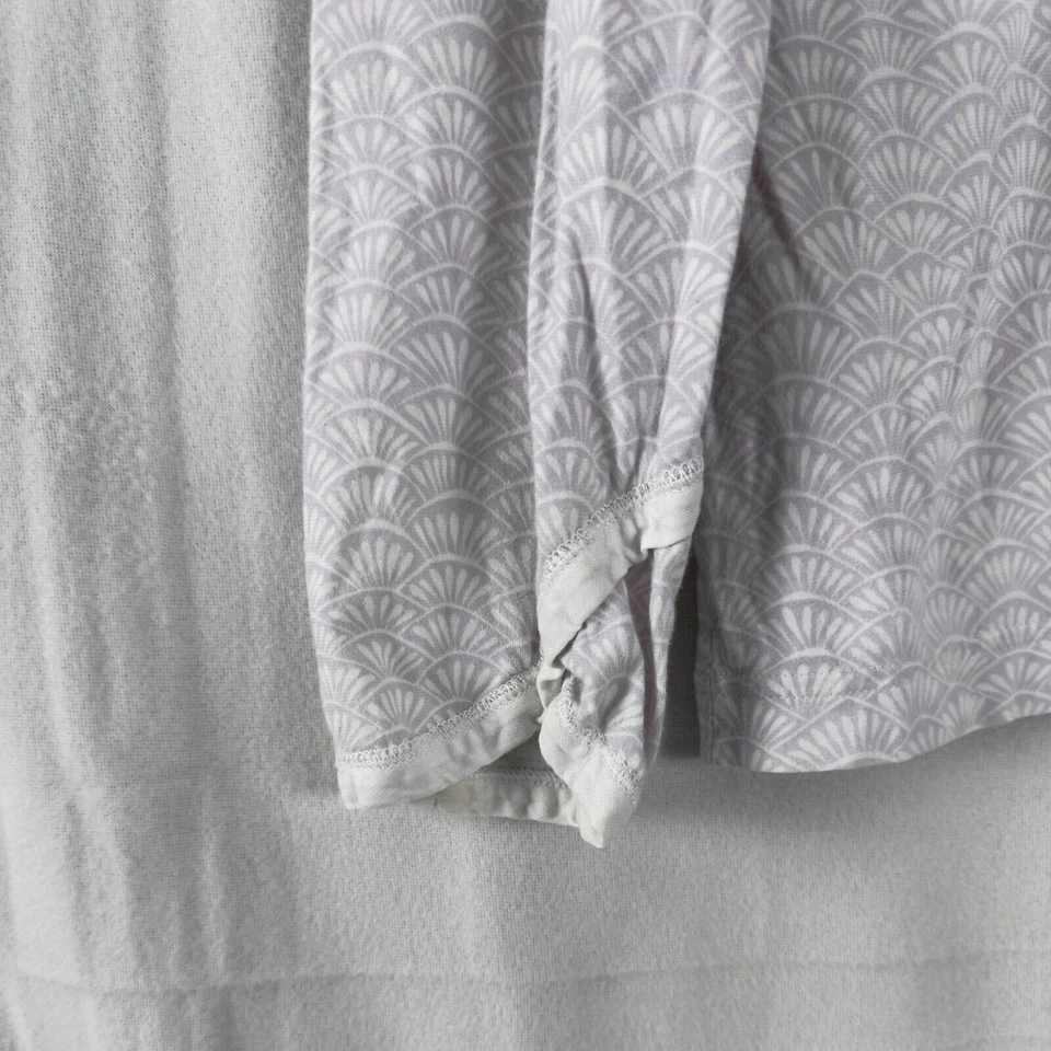 Garnet Hill Sz S Gray Soft Organic Cotton Seashell Faux Wrap Top V-Neck Shirt - Image 2 of 4