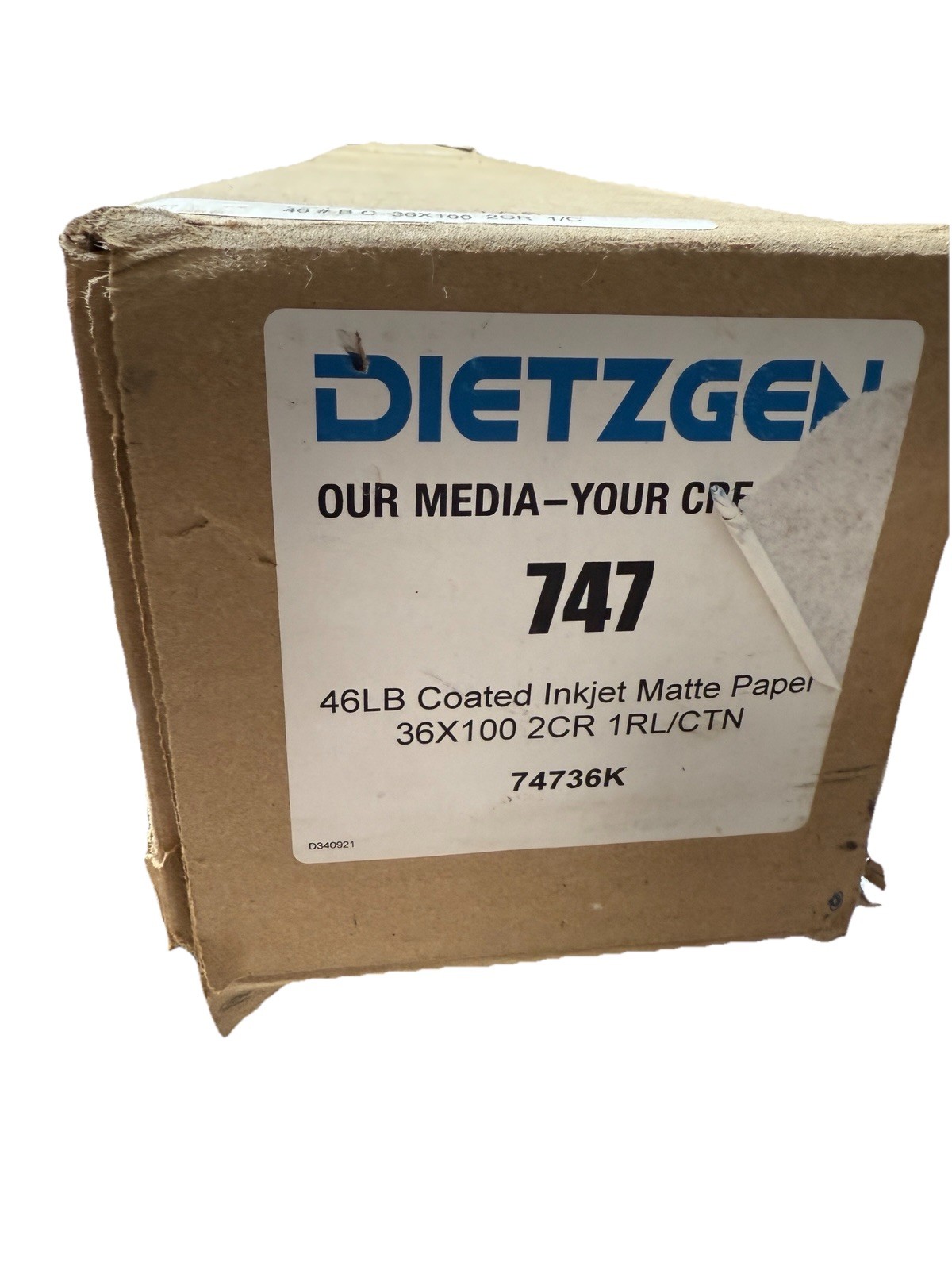 Dietzgen 36" x 100' Roll - 46lb. Premium Coated Inkjet Bond - 2" Core 74736K