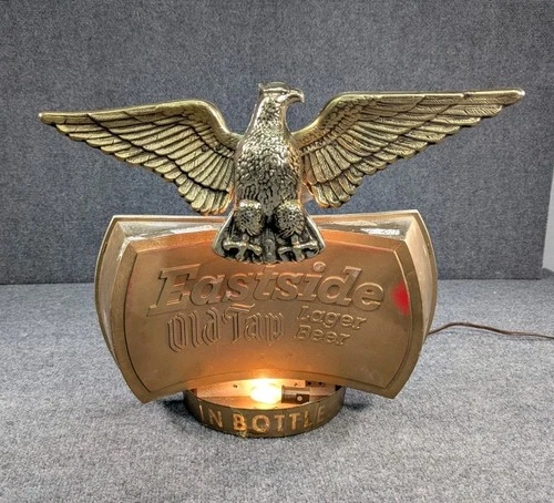 VTG 1962 Eastside Old Tap Lager Beer Eagle Motion Sign Pabst Brewing WORKS