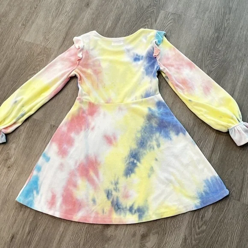 Epic Threads Big Girls Long Sleeve All Over Tie Dye Velour Skater Dress L- 14/16 - Picture 6 of 10