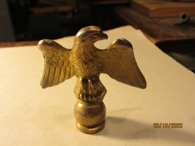 Vintage Solid Brass American Eagle Lamp Finial Federal Lighter Topper 2'' Gold
