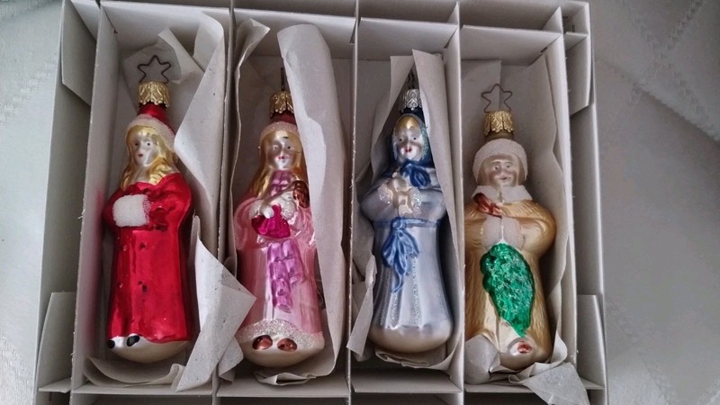 Old World Christmas 1992 Set of 4 Maidens Vintage Inge-Glas German  Ornaments