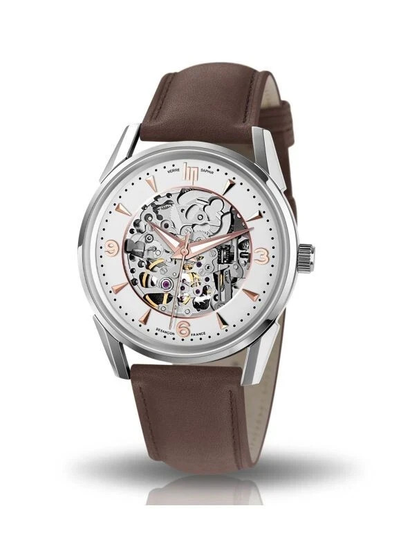Montre automatique Lip Himalaya squelette homme 40 mm cadran blanc 671557