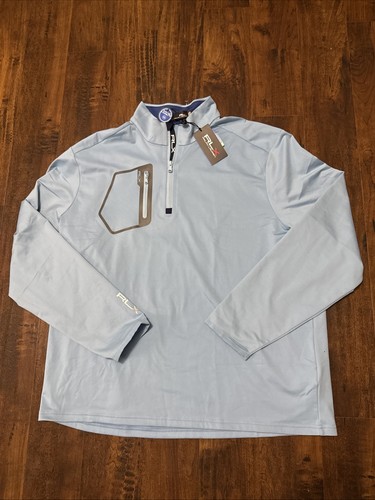 NWT RLX Ralph Lauren Midweight 1/4 Zip Golf Pullover Men’s L Blue $148. A2