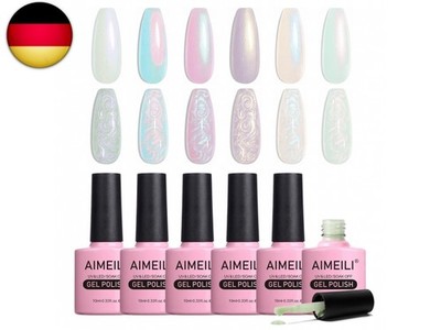 AIMEILI Pearl Effect Gel Nagellack 6 Farben Transparent Pearl Shimmer Glänzend 