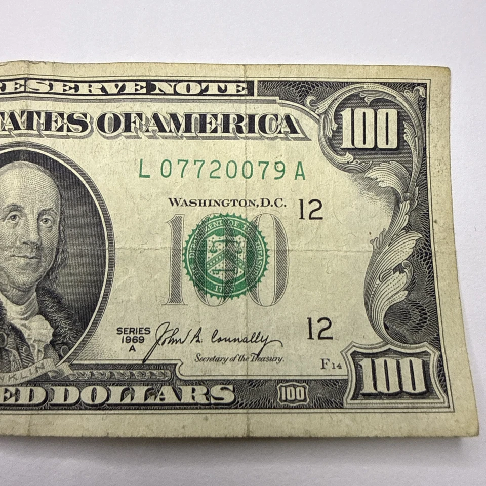 1969 Series A L07720079A $100 Dollar Bill Very Nice Clean Crisp Circulated - Image 4 of 4