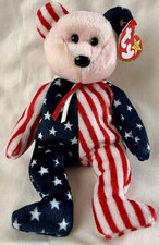 Spangle Patriotic USA Bear Ty Beanie Babies - Pink Head - 1999 - New With Tags 