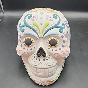 Day of the Dead 8" X 5" Sugar Skull Made of Glowing Plaster