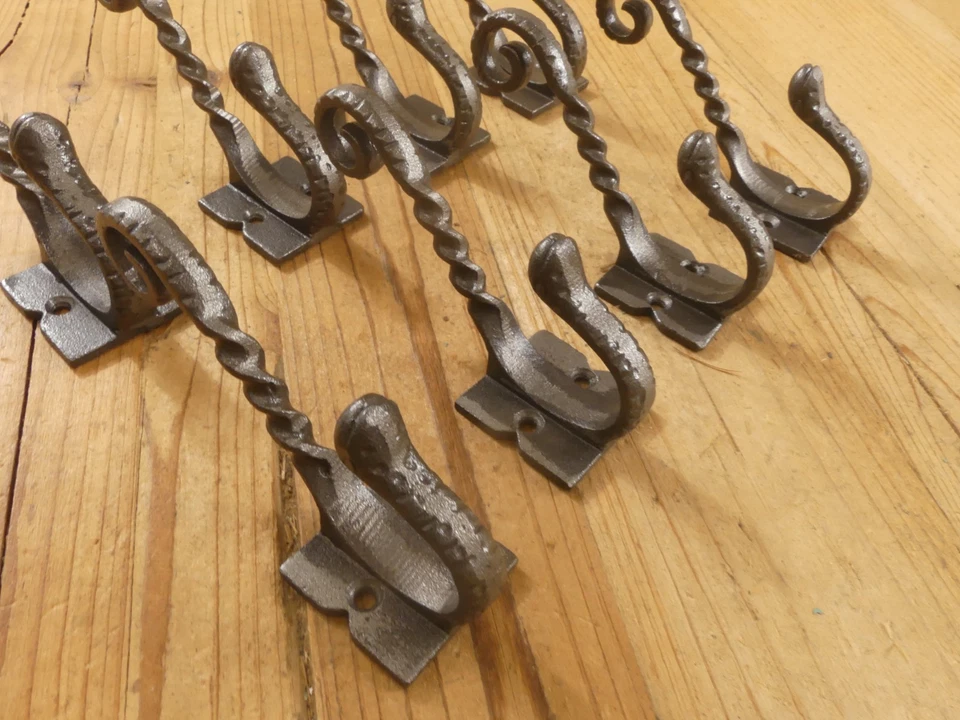 8 Iron Antique Style Coat Hooks Hat Rack Tree Restoration Industrial Fancy Lot - Image 2 of 4