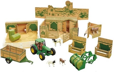 BRITAINS - JOHN DEERE Animal and Accessories Farm Set with Tractor...