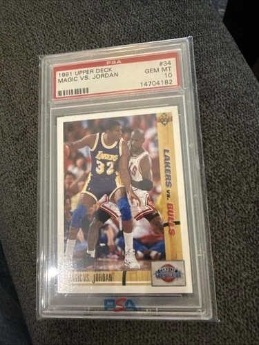 PSA 10 GEM MINT BASKETBALL CARD 1991 UPPER DECK MAGIC VS. MICHAEL JORDAN HOF