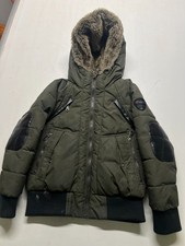 Pajar Canada Puffer Jacket Green Full Zip Faux Fur Lined Quilted Kid Boys Sz 7-8