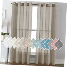 Linen Curtains Flax Linen Blended Curtain Panels 52"W x 84"L Pack of 2 Taupe