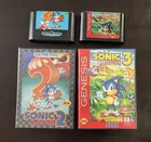 SONIC THE HEDGEHOG 2 + 3 - Sega Genesis - Tested Working Authentic