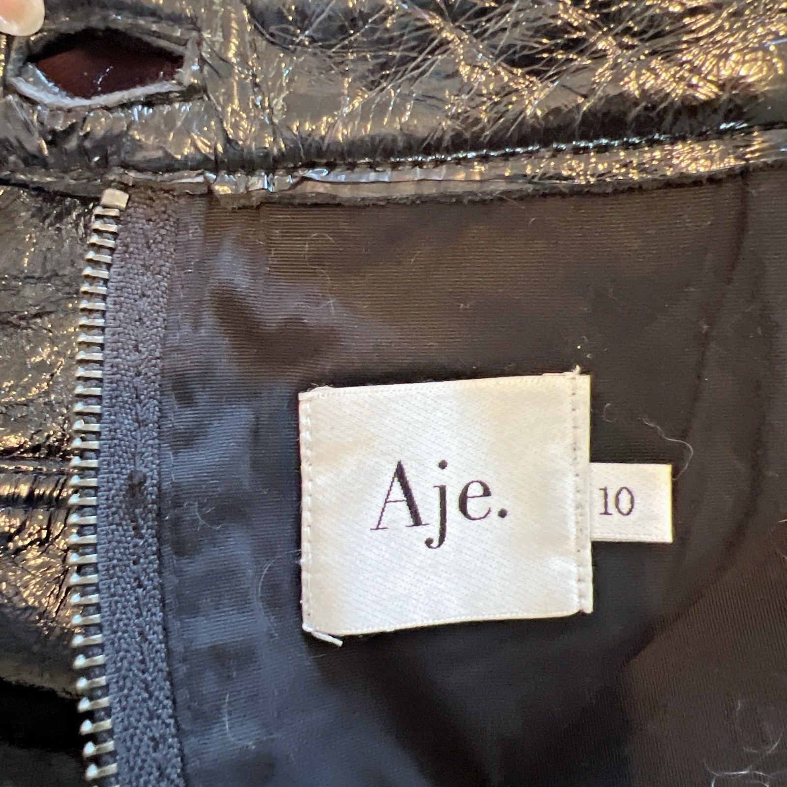 Aje Pallenberg Patent Leather Mini Skirt AU 10 / US 6 / M Black A-Line Buttons image 8