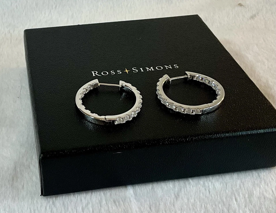 Ross-Simons 3.60 Ct. Moissanite Sterling Silver Inside-Outside Hoop Earrings - Image 2 of 4