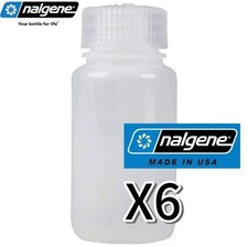 6x Nalgene Wide Mouth HDPE 125ml 4 oz Bottle - Travel Camping Backpacking Sports