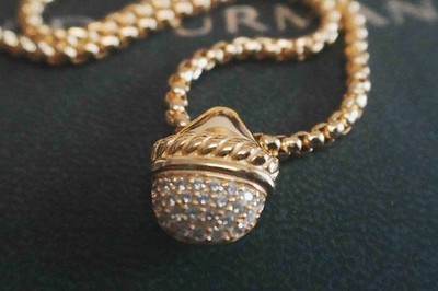 NEW*DavldYurman*Half*Moon%Diamond Pendant Necklace 17''