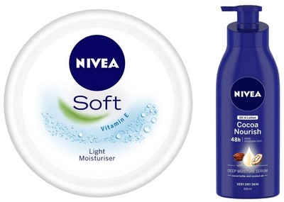 Nivea Soft Light Moisturiser 300ml + Cocoa Nourish Oil in Lotion 400ml