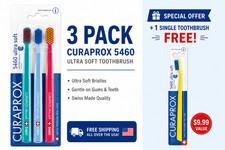 Curaprox 5460 Ultrasoft Toothbrush, 3 Pack with one Gift FREE