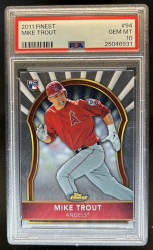 2011 Topps Finest Mike Trout RC Rookie #94 Angels PSA 10 GEM MINT