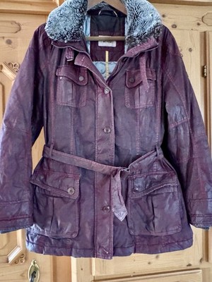 CAMEL ACTIVE DAMEN JACKE GR. 46  Bordeaux Weinrot Casual Wear Used Look Oil Wash