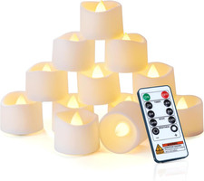 12-Pack Remote Flameless LED Battery Tea Light Candles, 400 Hrs