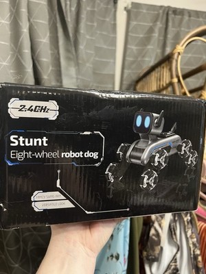 Eight-wheel Robot Dog Stunt Remote Control Toy Black Silver 2.4GHz