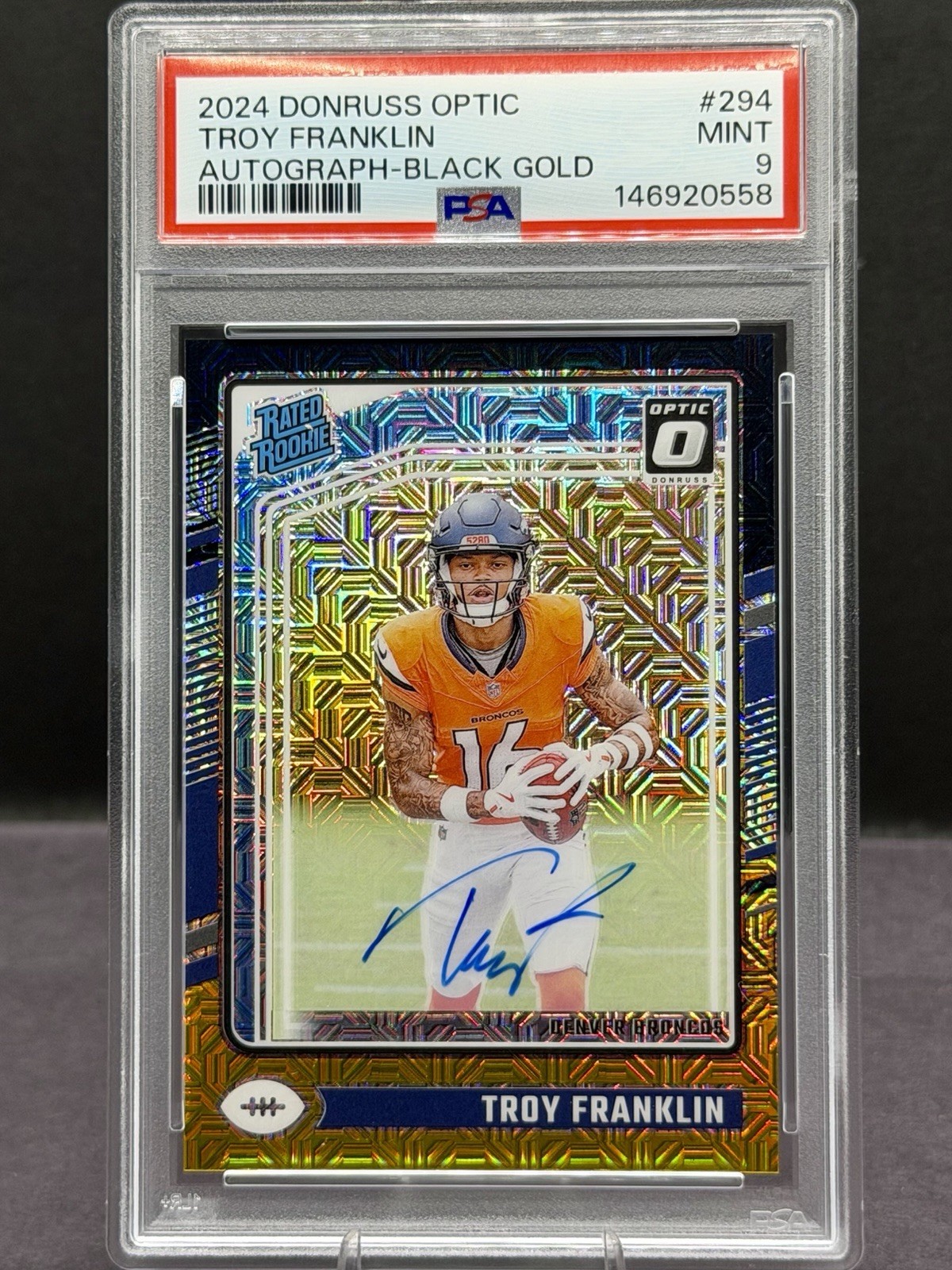Troy Franklin Panini Donruss Optic #294 Autograph Black Gold