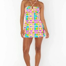 New Show Me Your Mumu MG Micro Mini Dress/Cover Up Neon Large