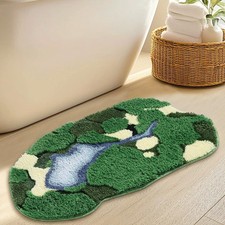Green Moss Bathroom Rug Bath Mat, Ultra Thick Soft 3D Aesthetic Decor Cute Un...