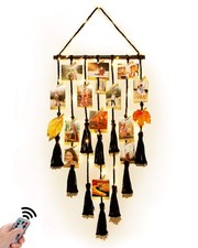 Homecor Hanging Photo Display Wall Decor, Black Macrame Hanging Boho Room Dec...