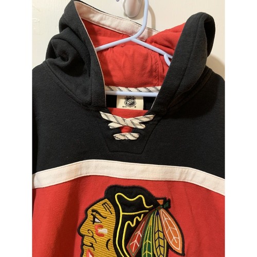 Chicago Blackhawks NHL Size Medium Youth Hooded Long Sleeve Sweatshirt Laces - Picture 2 of 11