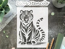 Majestic Tiger Portrait Wildlife Decor Stencil for Nature Lovers - StencilAir
