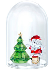 SWAROVSKI CRYSTAL BELL JAR CHRISTMAS TREE & SANTA FIGURINE #5403170 BRAND NIB FS