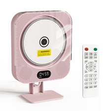Kpop Pink CD Player: Desktop/Wall Mount, Bluetooth, FM Radio, USB, Portable