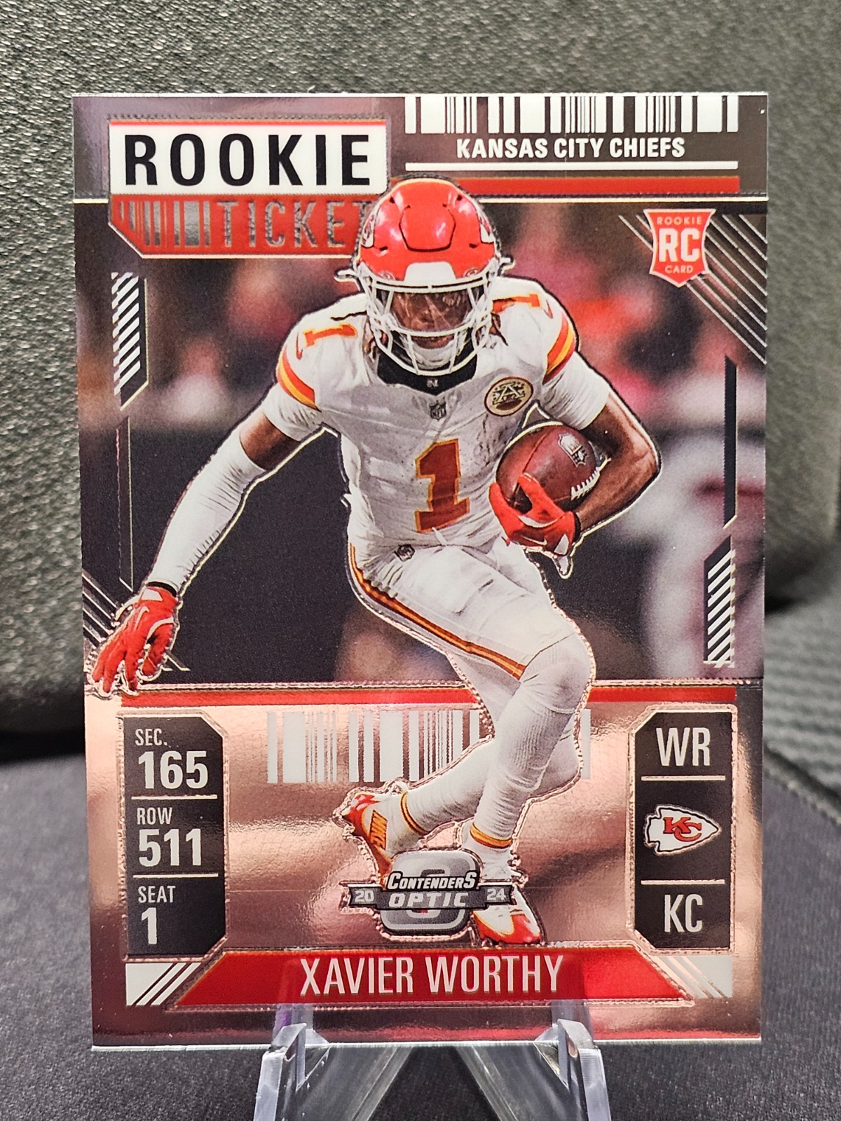 Xavier Worthy 2024 Contenders Optic #100  Rookie Ticket RC KC Chiefs