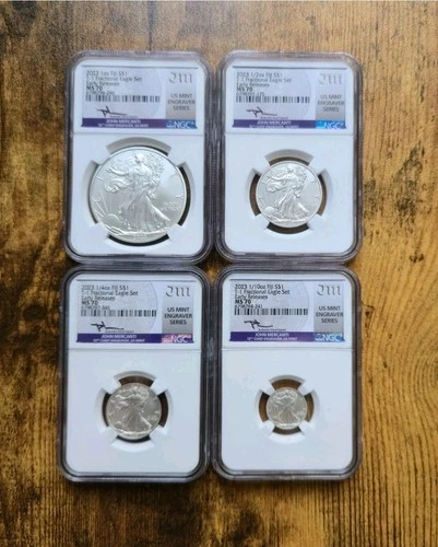 2023 Fiji T-1 Fractional Eagle Set 1oz - 1/10oz 999 Silver Coins NGC Grade MS 70
