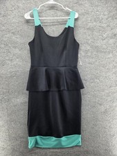 Nicole By Nicole Miller Dress Womens S Black Knee Length Pencil Dress Peplum