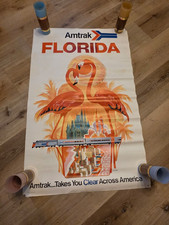 Vintage Mid Century David Klein Amtrak Travel Poster Florida 24" x 40"