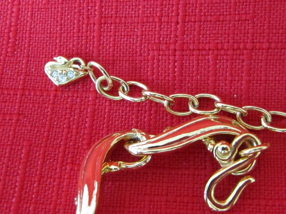 复古施华洛世奇天鹅签名金色水晶无限项链项链闪亮 — 第 2/4 张图片