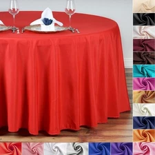 5 pcs 132" ROUND POLYESTER TABLECLOTHS Extra Wide Wedding Tabletop Linens SALE