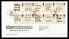 DR WHO 2016 GB FDC SHAKESPEARE COMBO R61871