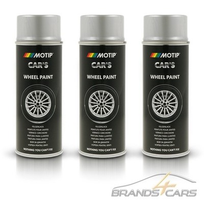 3x 400 ml MOTIP CAR'S RALLYE-LACK ALU FELGENSILBER SPRAYDOSE SPRÜHLACK