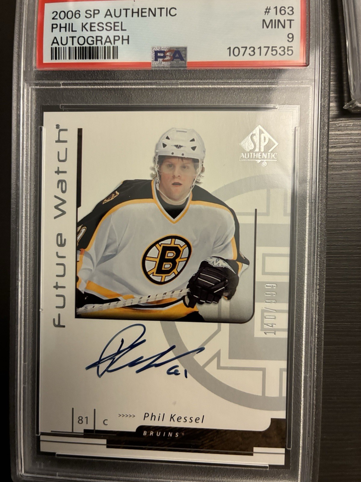2006 SP AUTHENTIC #163 PHIL KESSEL AUTO RC FUTURE WATCH ROOKIE /999 PSA 9