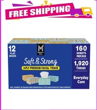 Member s Mark Soft Strong 2-Ply Premium Facial Tissues 12 Flat Boxes, 160 tiss